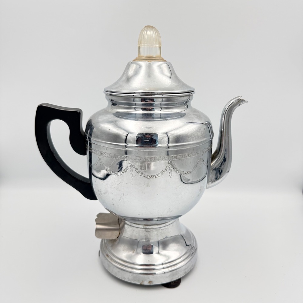 Vintage Farberware Coffee Percolator No 206 Chrome Electric Pot No Cord NY